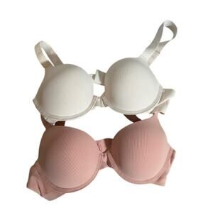Danskin Intimates Set of 2 Pink White Bra Adjustable Comfortable Women Sz 34B